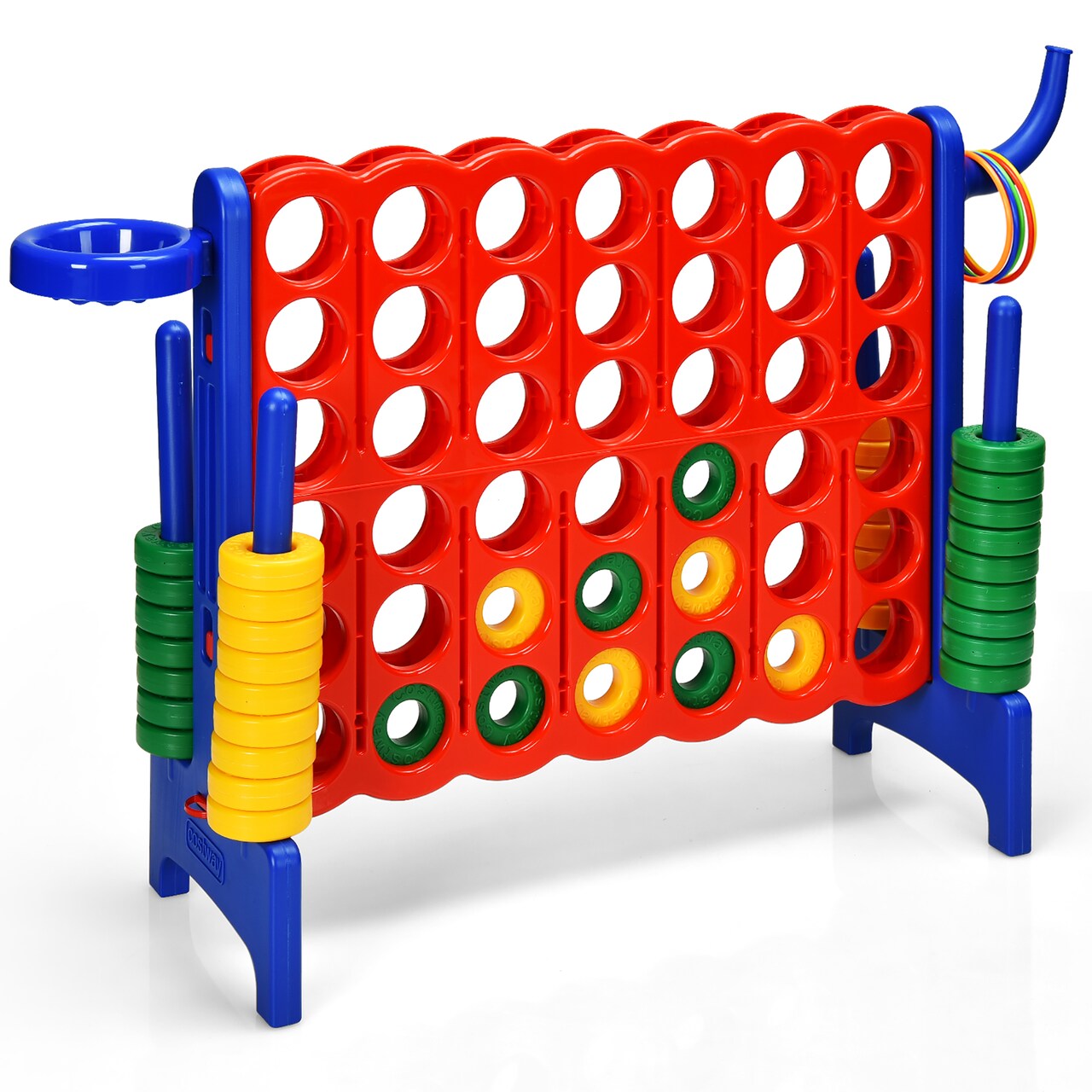 Costway 4-in-A Row Giant Game Set w/Basketball Hoop for Family